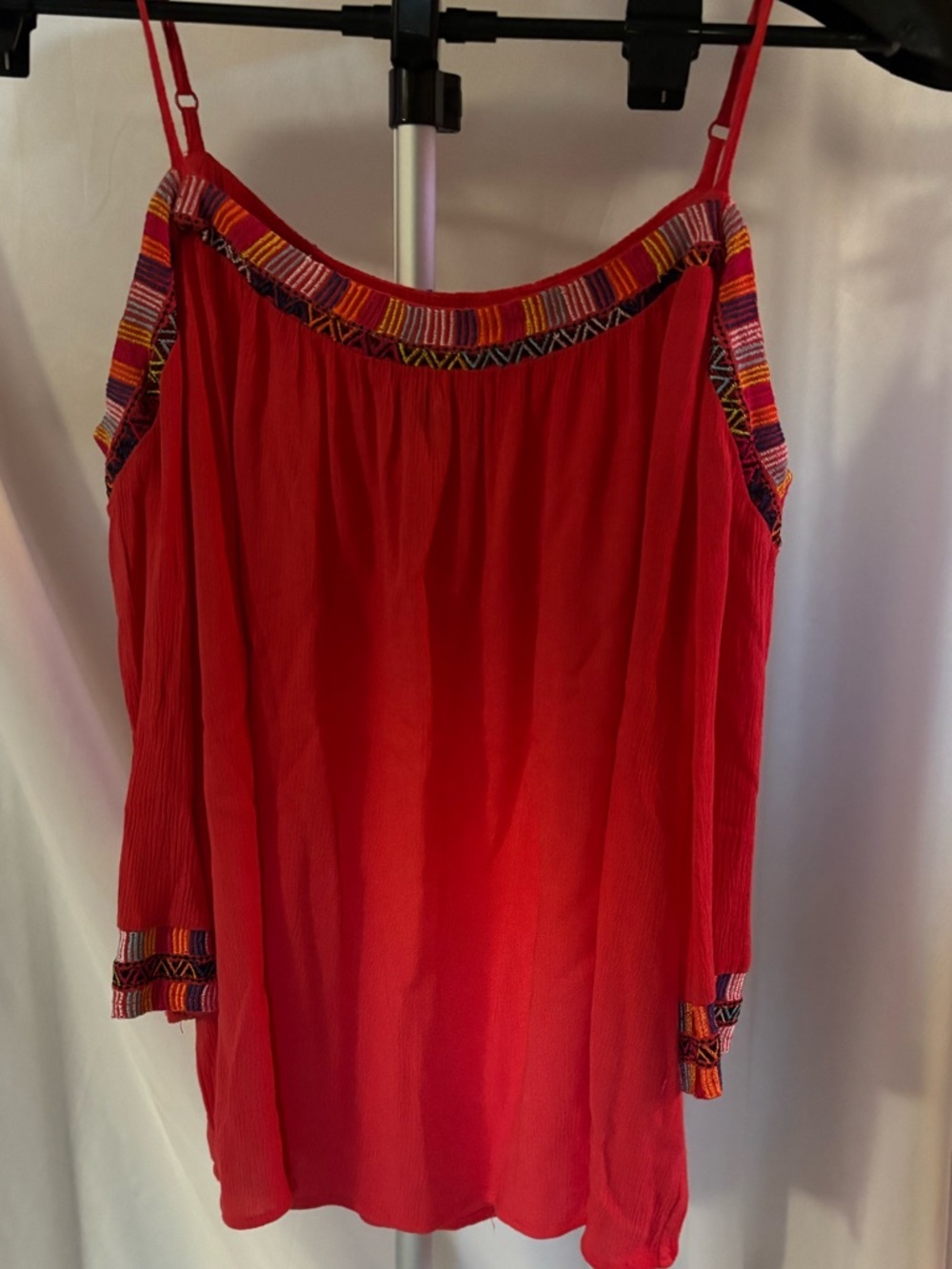 Love By Design Red Embroidered-Trim Cami Tank